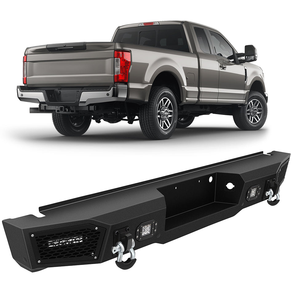 Steel Rear Bumper Guard LED Light Bar Fog Lamps For 2011-2016 Ford F 250