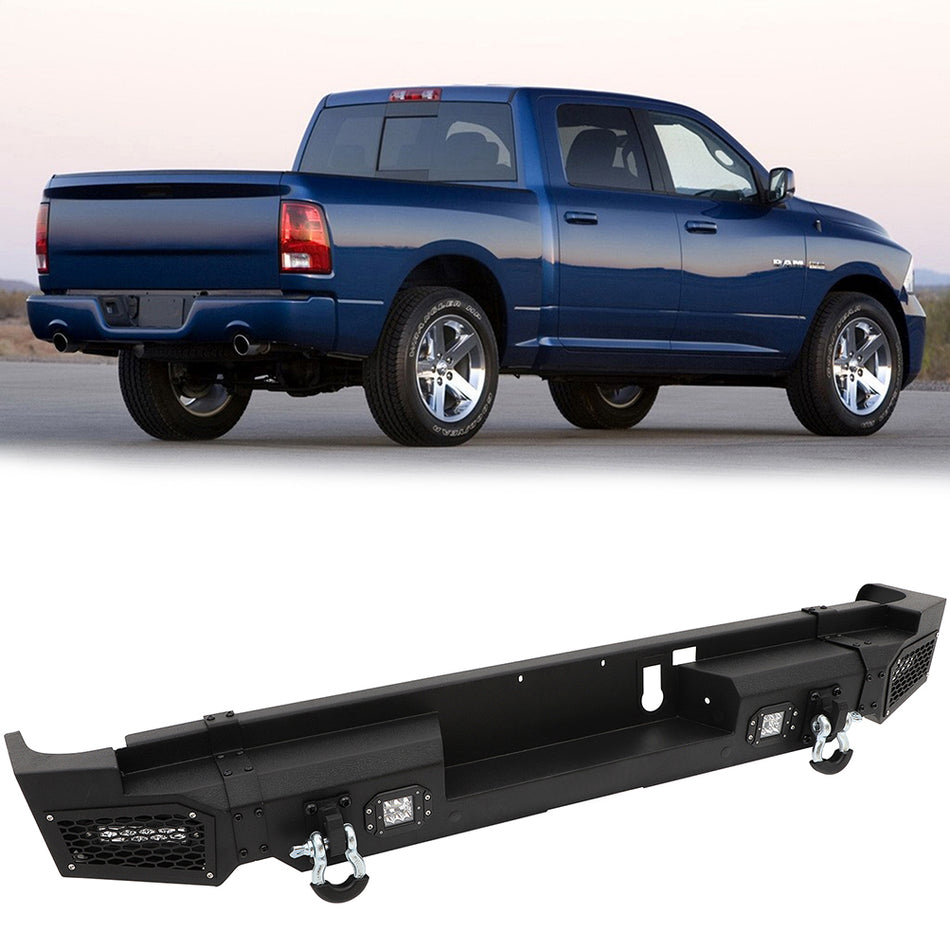 Steel Rear Bumper Guard Light Bar Fog Lamps For 2019 2020 Dodge RAM 1500