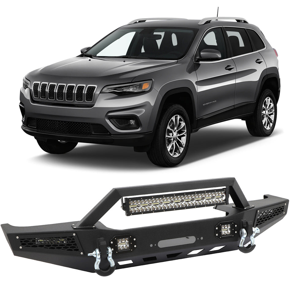 Steel Front Bumper Guard Bar Fog Lamps For 1984-2001 JEEP Cherokee