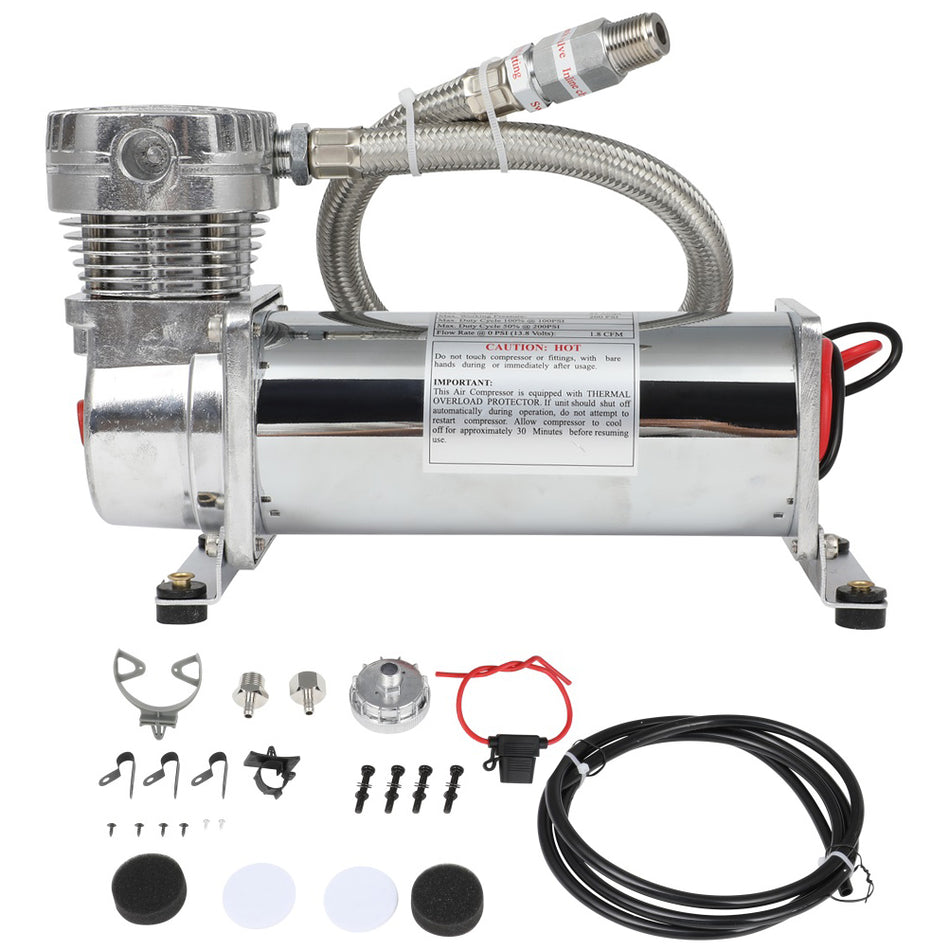 200PSI 12V Air Compressor Kit For Train Horns Air Horn Suspension Kit 3/8 inch NPT