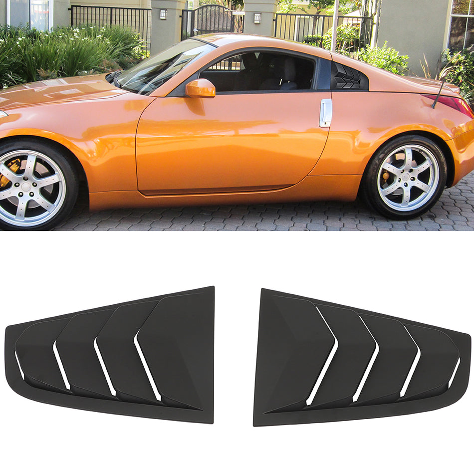 For 2003-2008 Nissan 350Z Side Window Louvers Cover Matte Black