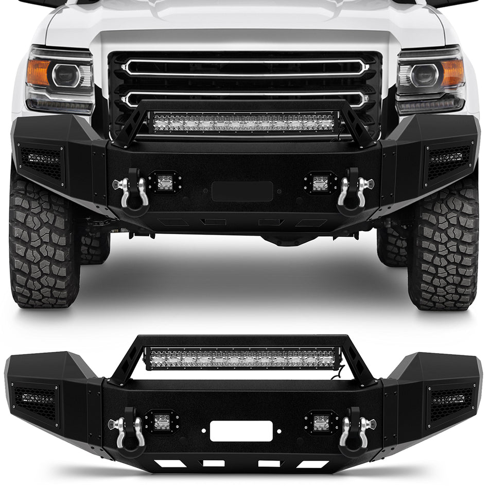 For 2015-2019 GMC Sierra 2500 3500 Complete Front Bumper W/ LED Lights
