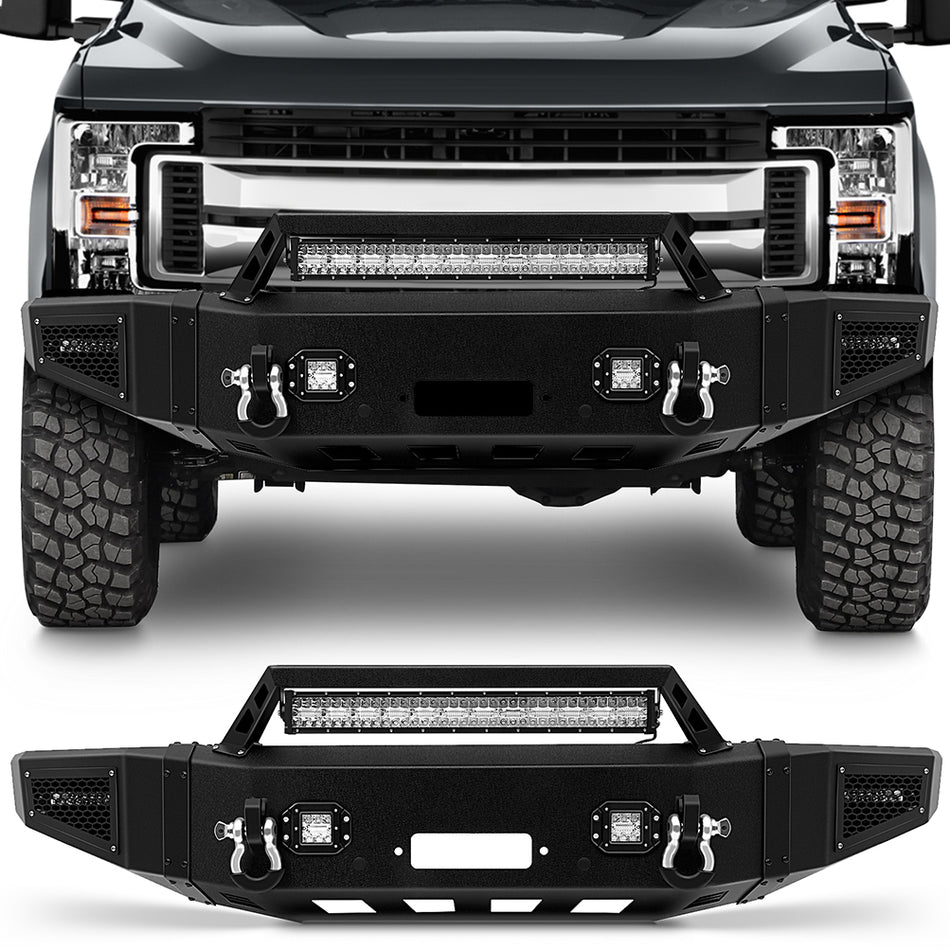 For 2017-2019 Ford F250 F350 F450 Complete Front Bumper W/ LED Lights