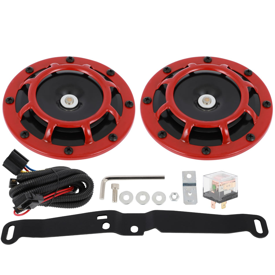 12V 115db 8A Red Electric Compact Car Horn Raging Sound For Car SUV Truck