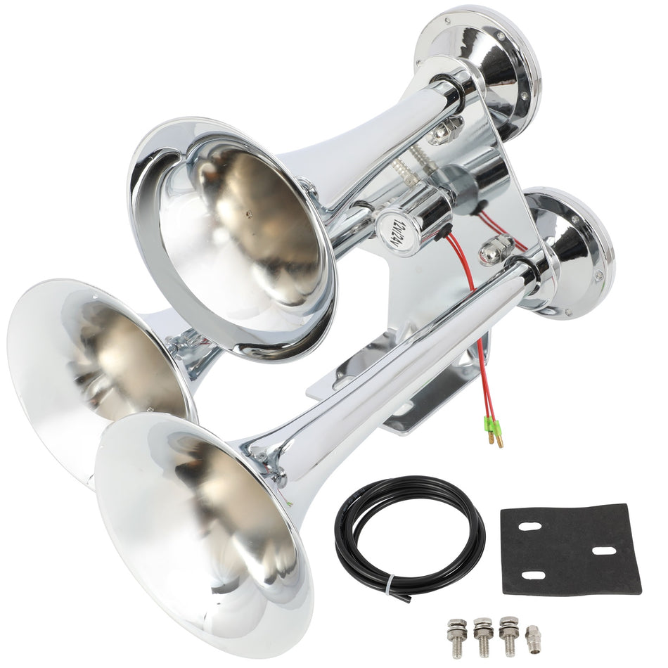 3 Trumpet Train Horn Kit For Truck Van Car Boat Electric Air Horn 152DB 105MM