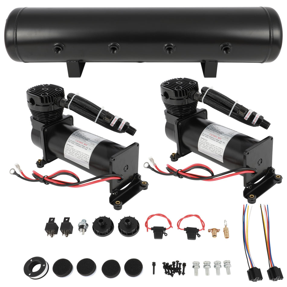 For Train Horn 12V 5 Gal Air Tank 200 Psi Compressor Onboard System Kit