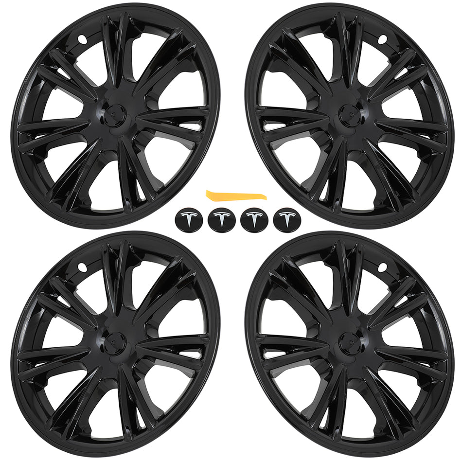 4X Black Hub Caps 19 Inch Full Wheel Cover Durable For Tesla Model Y 2021-2022