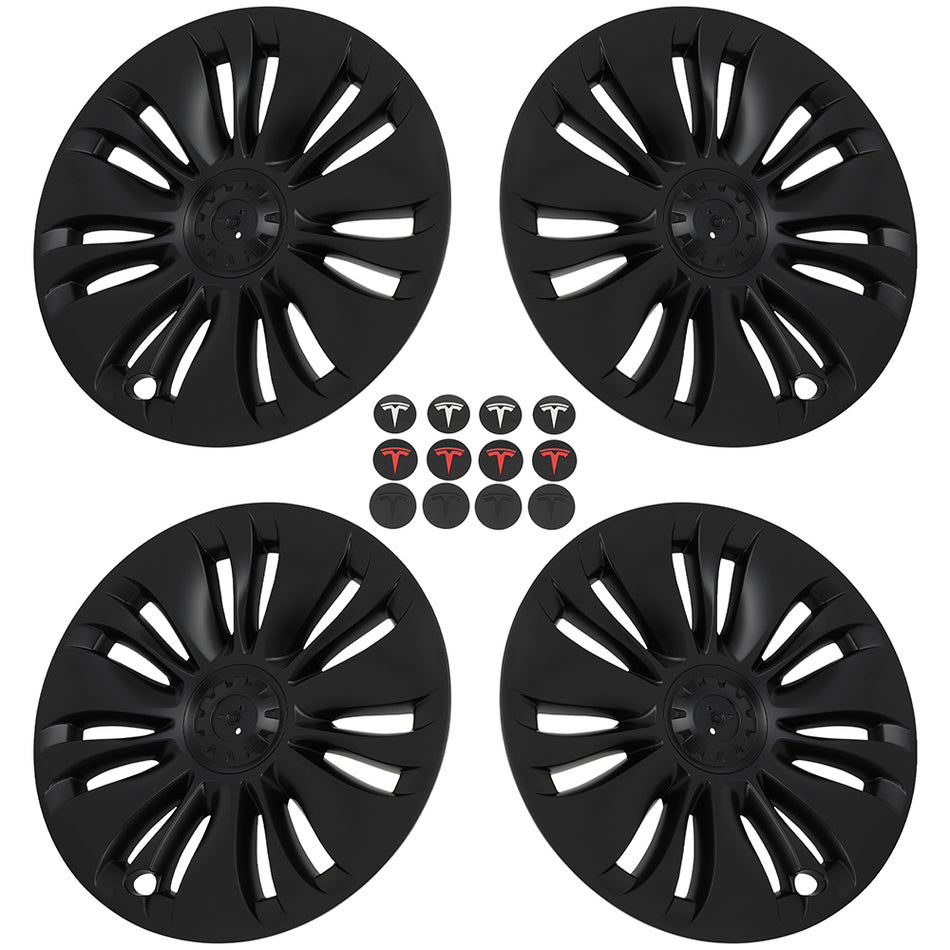 4X Full Hub Caps Fits Tesla Model Y 2021-2022 For R19 Tire & Steel Rim Snap-On