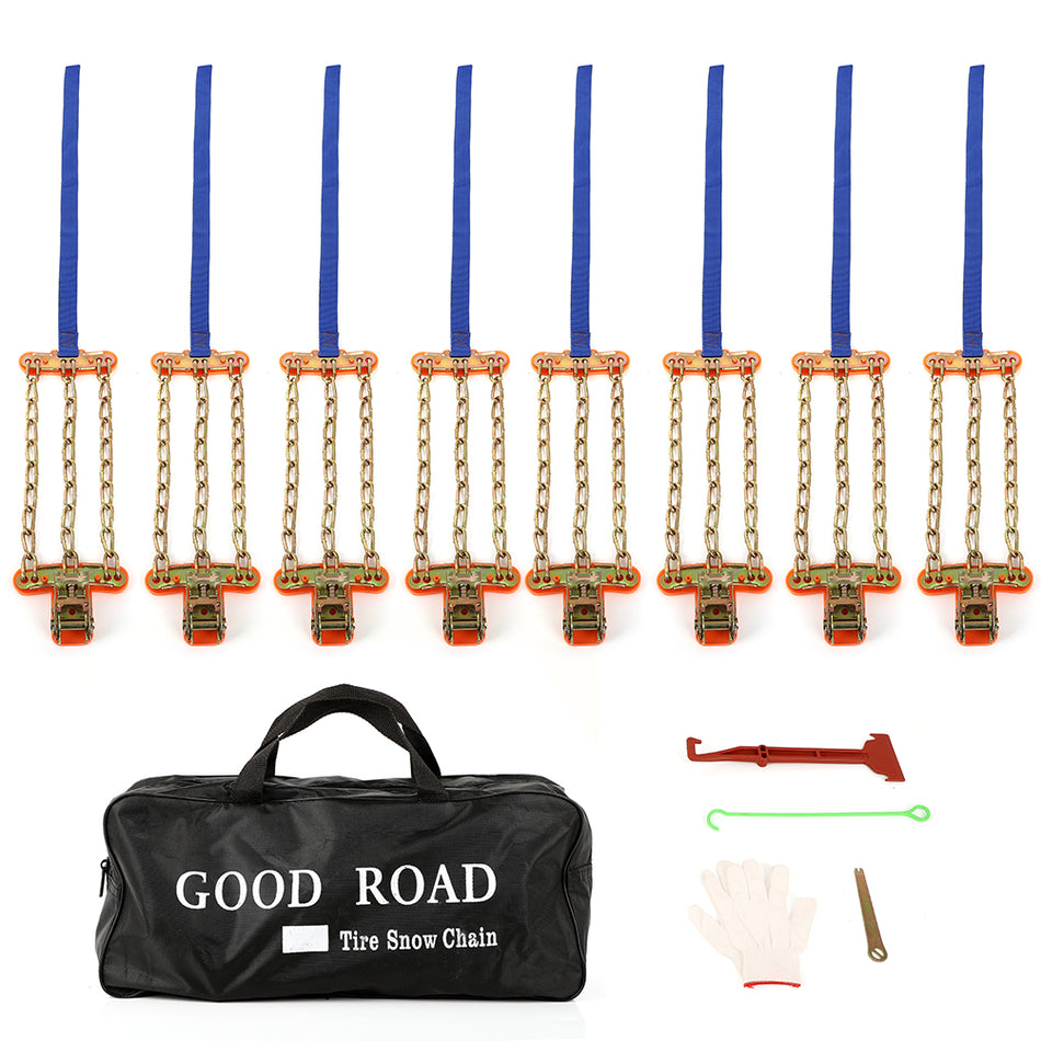 Universal 8PCS Snow Chains Car Tire Anti Slip Chain For SUV Truck Auto 165-215mm