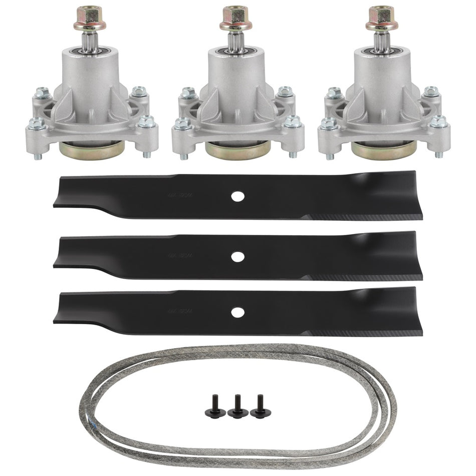 Deck Rebuild Kit For Hustler Raptor 52 inch Spindle Blade And Belt 604214 603995