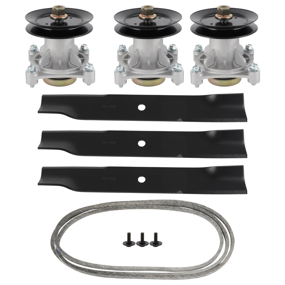 Deck Rebuild Kit For Hustler Raptor 52 inch Spindle Blade Pulley Belt 604214 603995