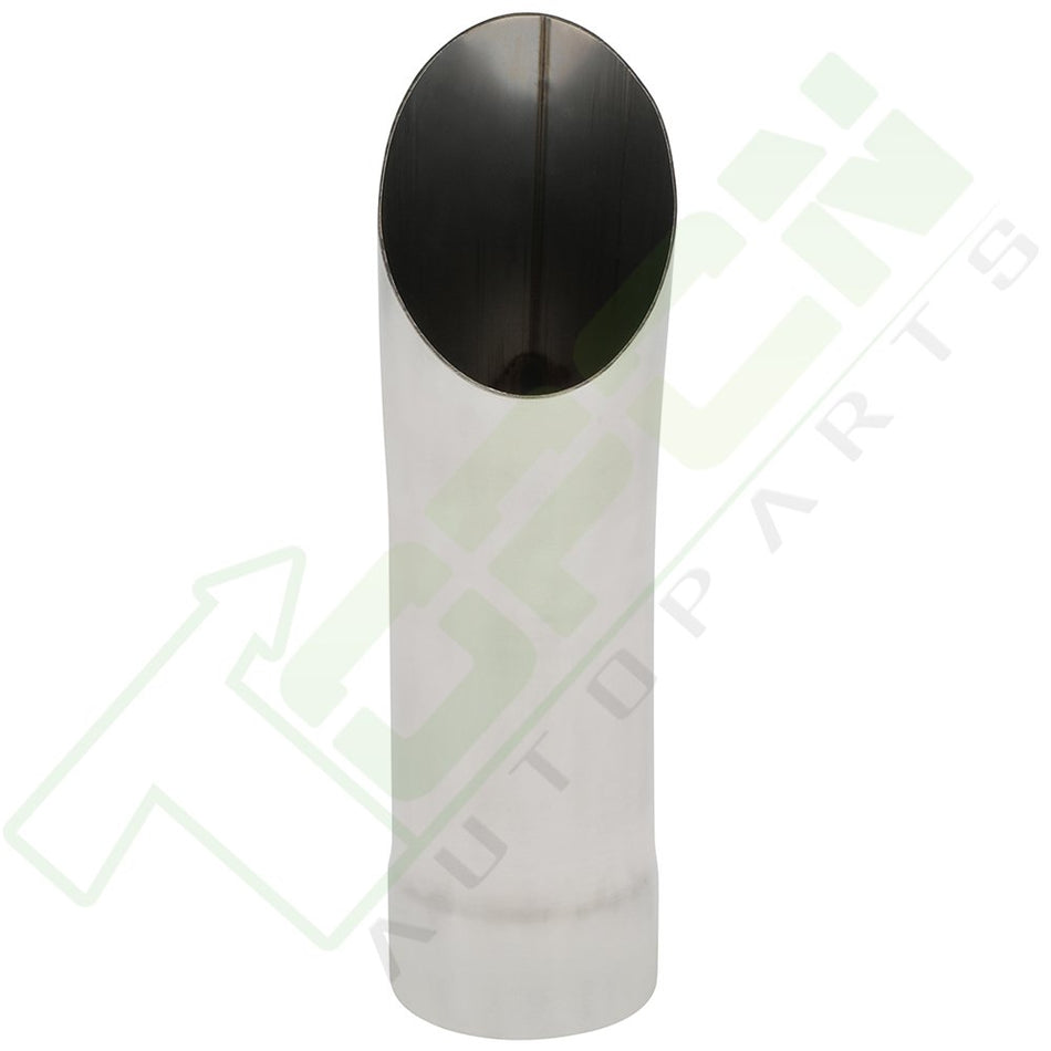 4inch Inlet - 4inch Outlet Turn Down Exhaust Pipe Tip Angle Cut SS Tailpipe Long- 15inch
