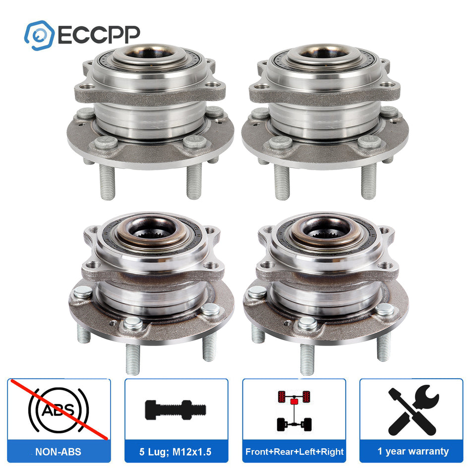 For Hyundai Santa Fe Kia Sorento 4PCS Wheel Hub Bearings Front Rear AWD Steel