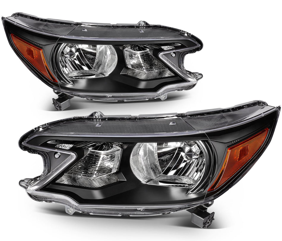 Fits 2012-2014 Honda CR-V CRV 2.4L 4-Door Headlights Assembly Pair Black Housing