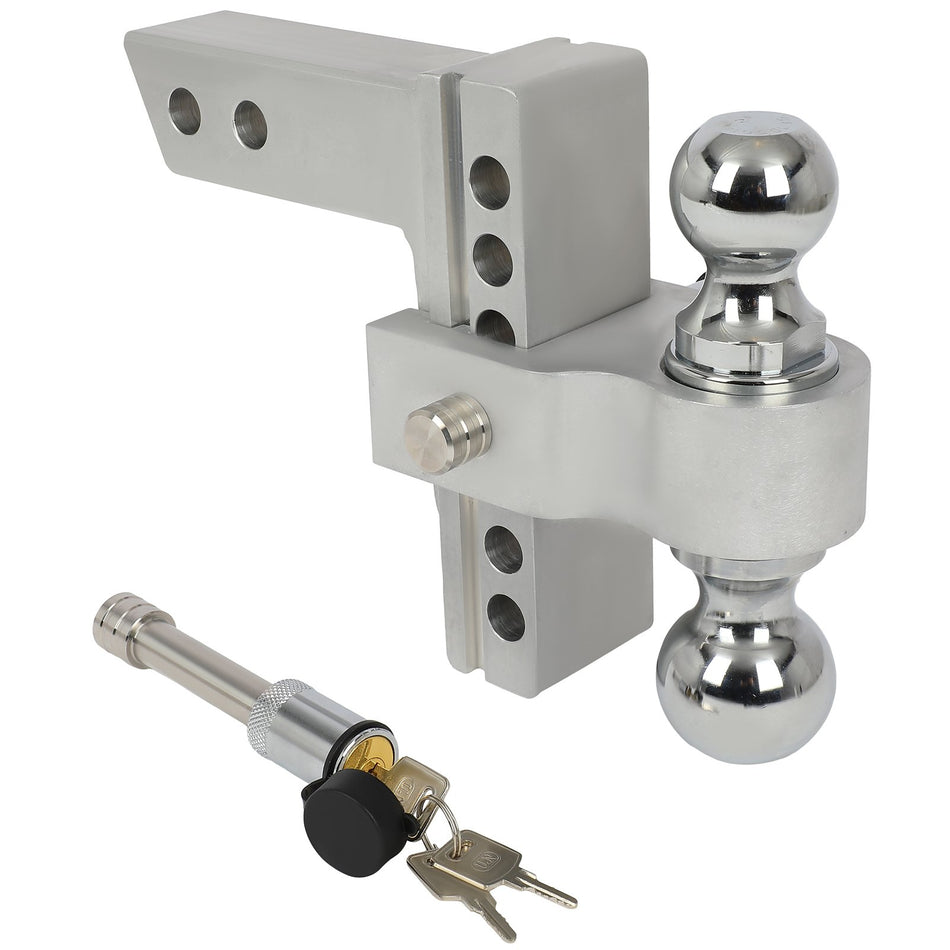 10000lb 1x 6 inch Drop Adjustable Trailer Towing Hitch 2 inch Receiver Dual Ball Mount