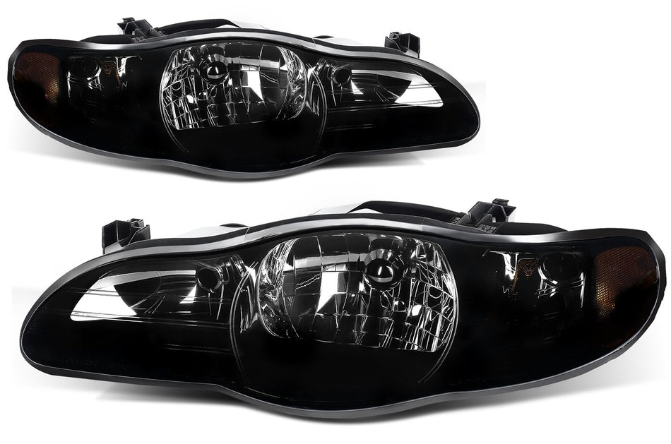 Fits Chevy Monte Carlo Couple 2-Door 2000-2005 Black Headlights Assembly Pair