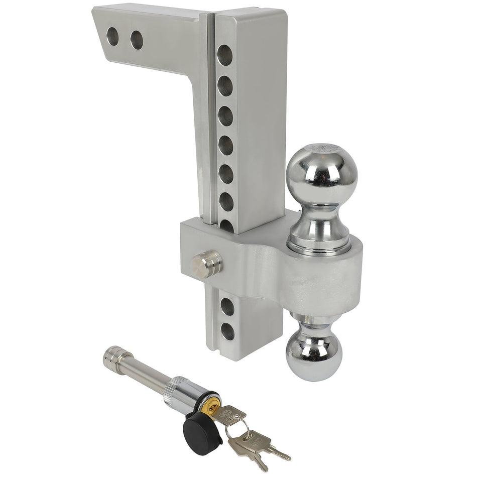 1x 10inch Adjustable Aluminum Trailer Hitch 2inch Receiver Dual Ball Mount Rear