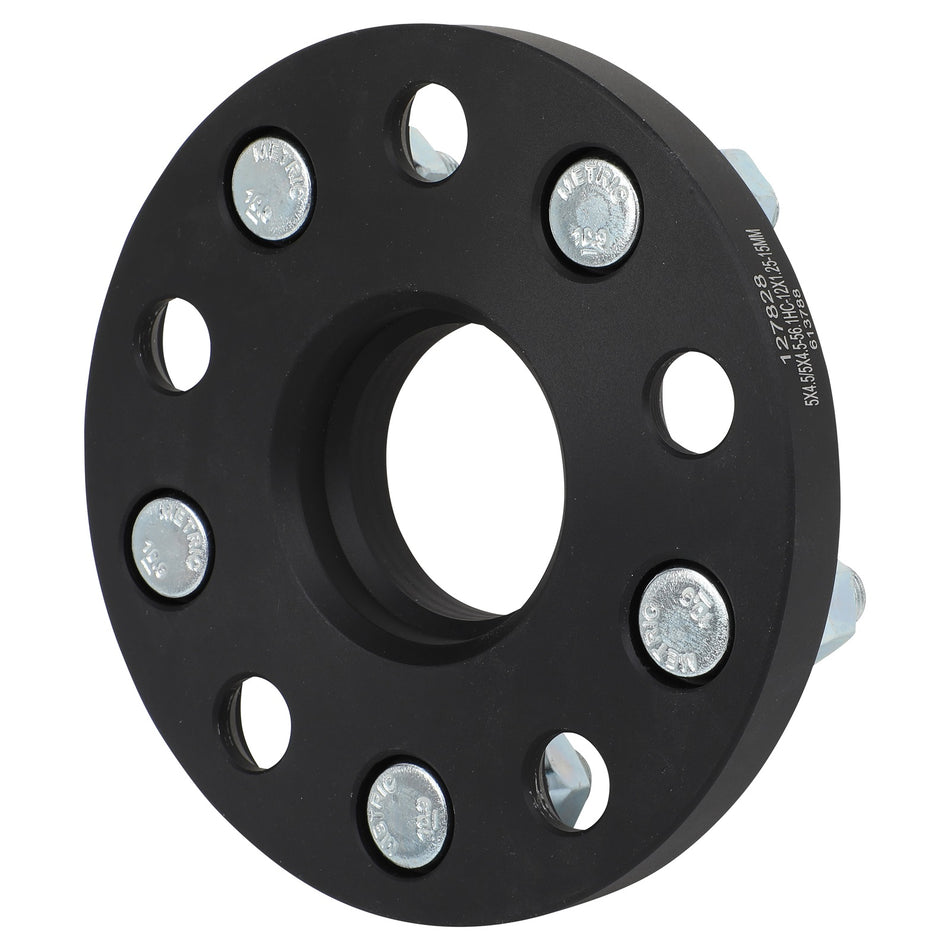 2x Black wheel spacers 5x4.5 12x1.25 studs 15mm thick for Subaru WRX 2015-2023