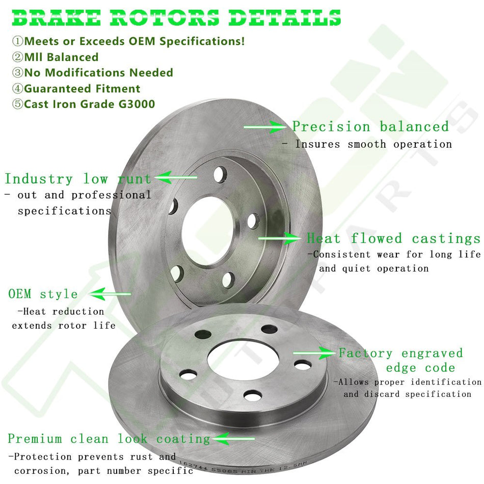 For FORD TAURUS X 08-09 FORD FREESTYLE 2005 - 2007 Brake Rear Solid Disc Rotors