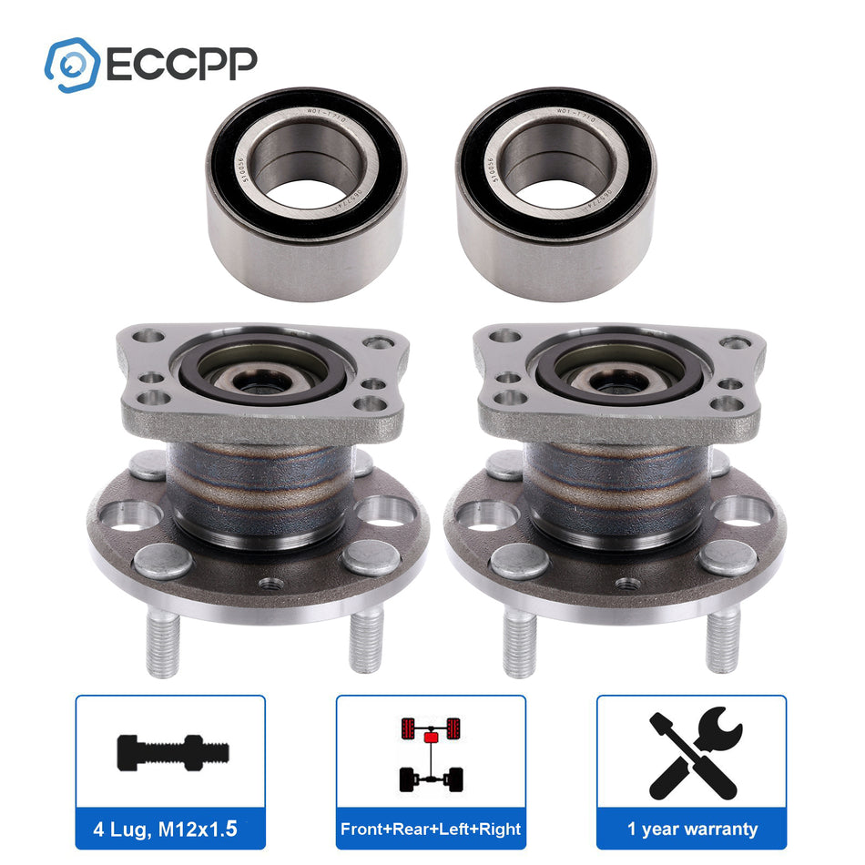 4Pcs Front + Rear Wheel Hub Bearing Assembly For Mazda 2 2011-2014 FWD