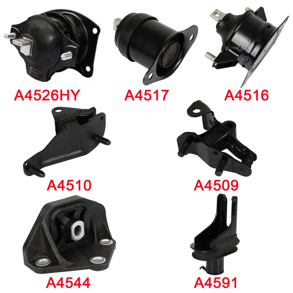 For 2003-2007 Accord L4 2.4L DOHC AT set of 7 Engine Motor Trans Mount kit