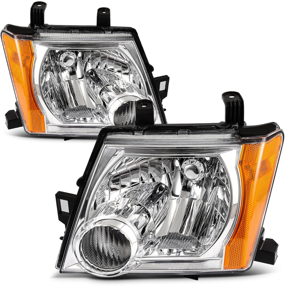 For Nissan For Xterra 2.5L 4.0L 2005-2015 Headlight Assembly Pair Chrome Housing