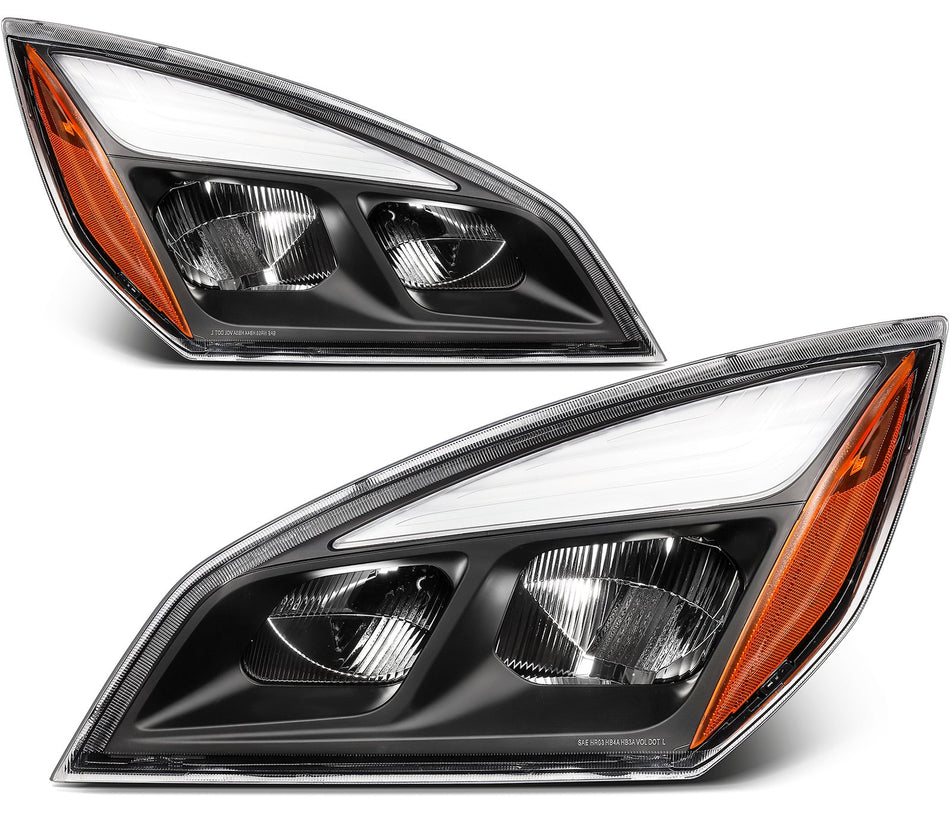 Headlamp Fits Freightliner Cascadia 2018-2026 LED Black Headlights Assembly Pair
