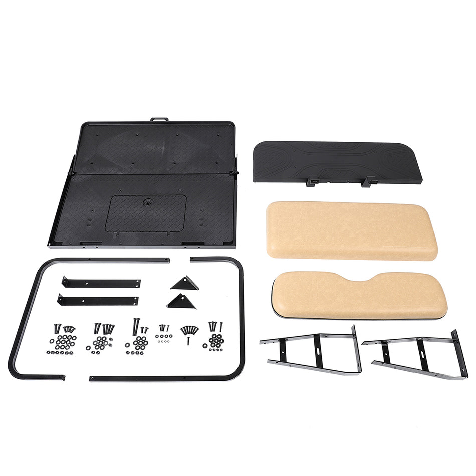 Rear Flip Seat Kit New for EZGO TXT Golf Cart with Tan Cushions (1994.5 & Up)