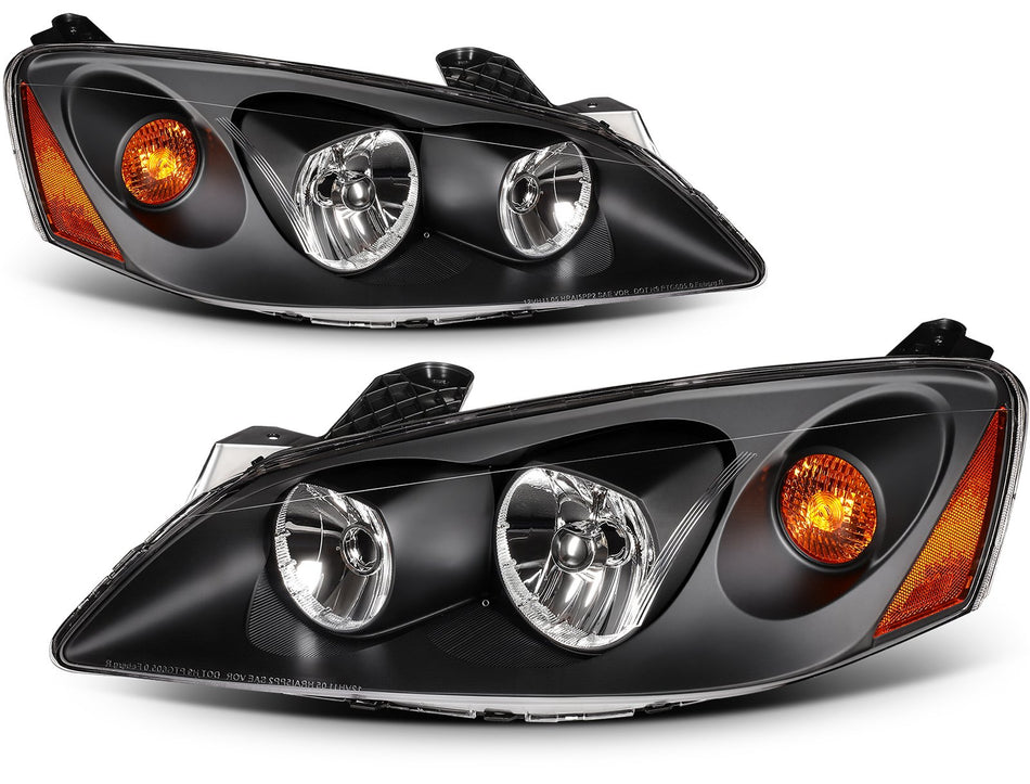 Fits 2005-2010 Pontiac G6 2.4L 3.5L Headlights Assembly Pair Black Housing