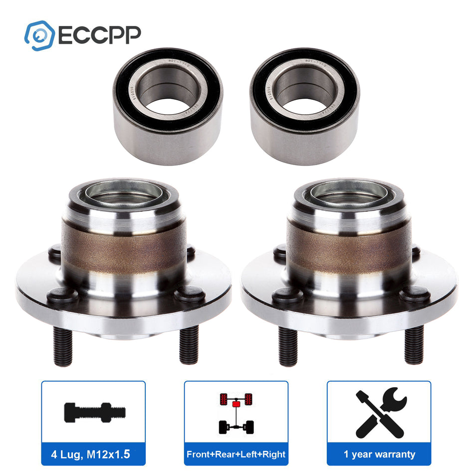 4Pcs Front + Rear Wheel Hub Bearing Assembly For Ford Focus 2001-2009 FWD