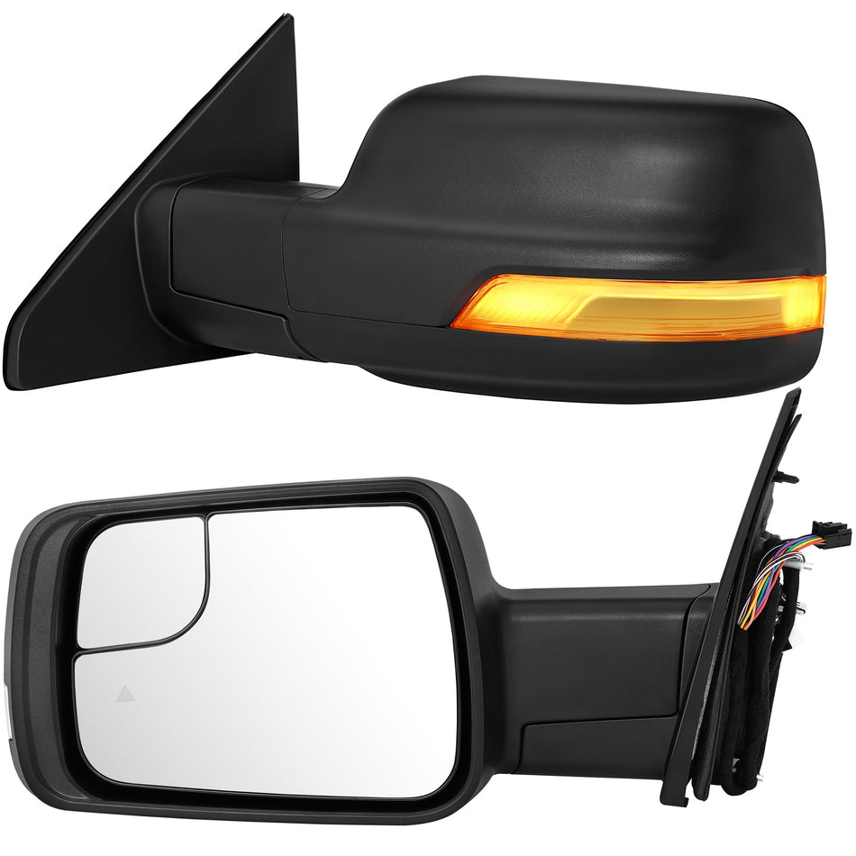 Pair Power Heated Tow Mirrors Fits Dodge Ram 19-22 Temperature Sensor with BSM
