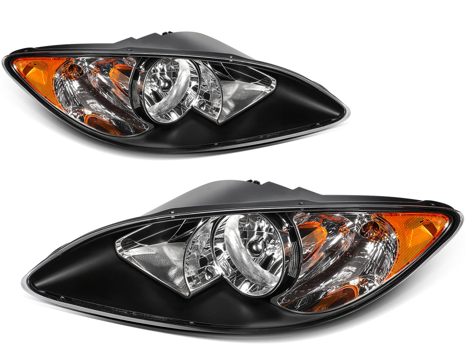 Headlamp Fits International Prostar 2008-2016 Black Headlights Assembly Pair