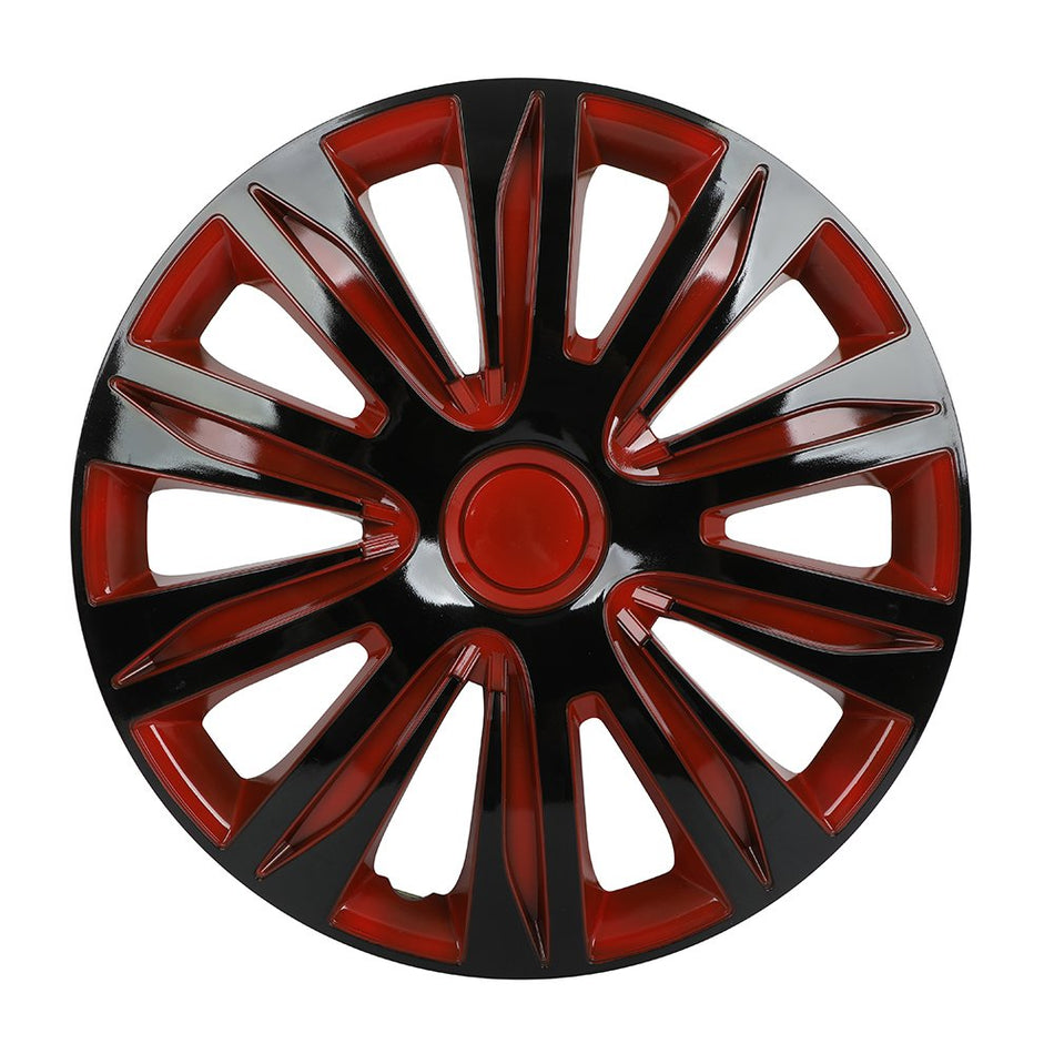 4 Pcs 16inch Wheel Hub Caps Black Red Snap On For R16 Tire & Rim Wheel Covers Kit