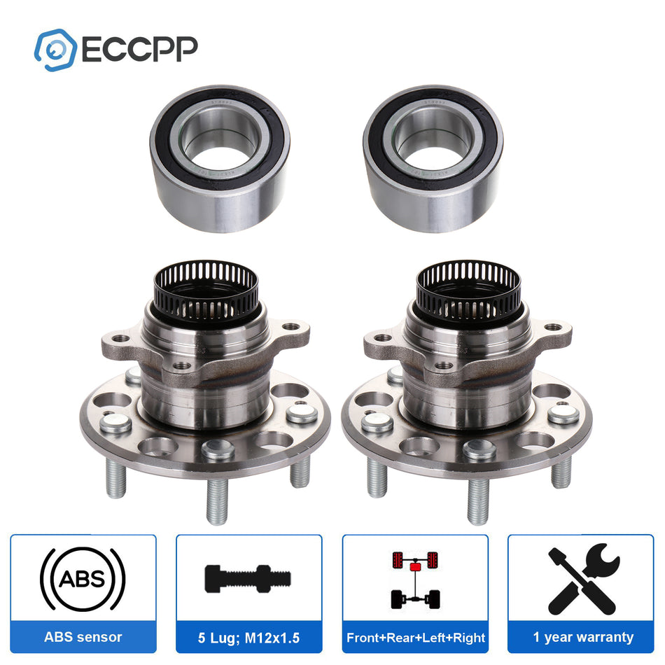Wheel Hub Bearing Assembly For Hyundai Elantra 5 Lug 2007-2012 Front Rear 4Pcs