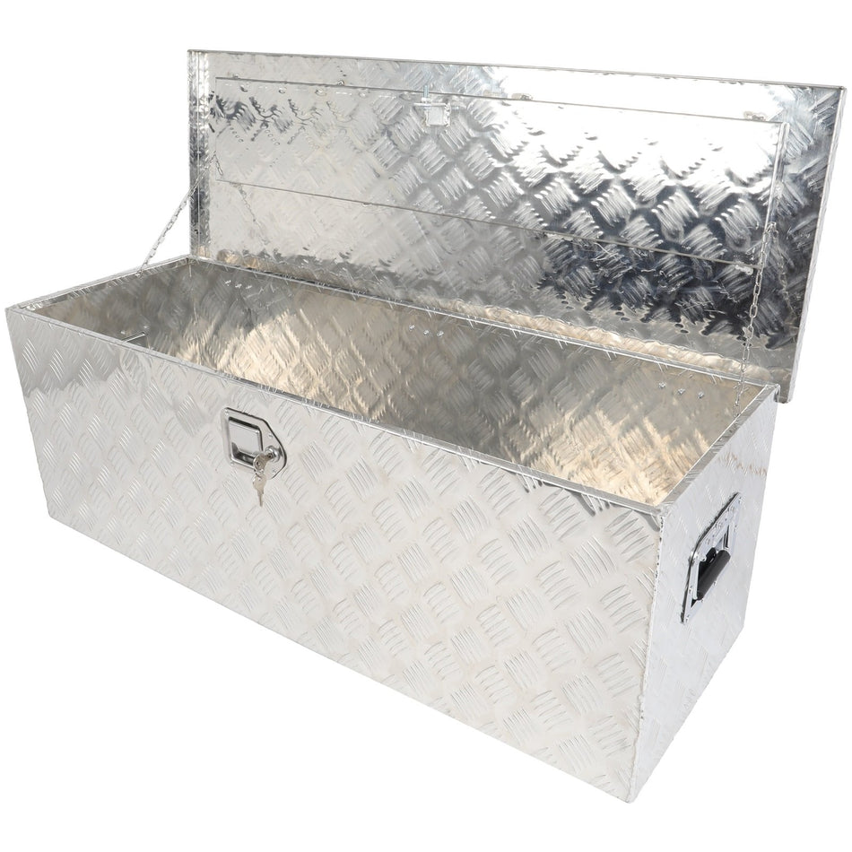44inchx15inchx15inch Aluminum Storage Tool Box W/2x Chain For Truck Garage Home Office