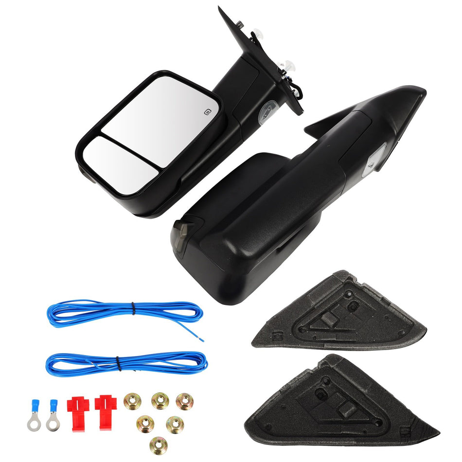 Pair Power Heated Puddle Light Tow Mirrors Fits Dodge RAM 1500-3500 Signal Light