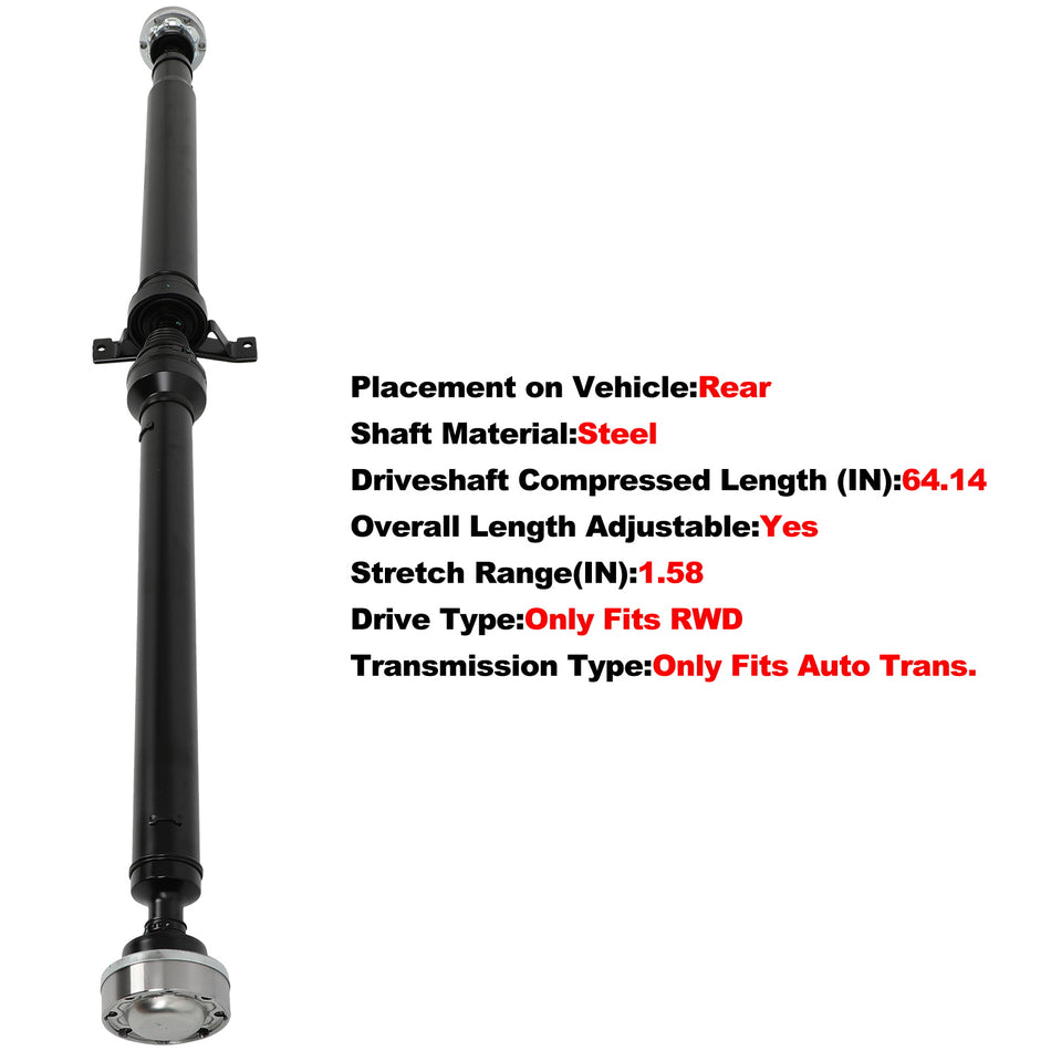 Drive Shaft for Dodge Challenger V8 6.4L Rear RWD 2015-2019 52123980AC