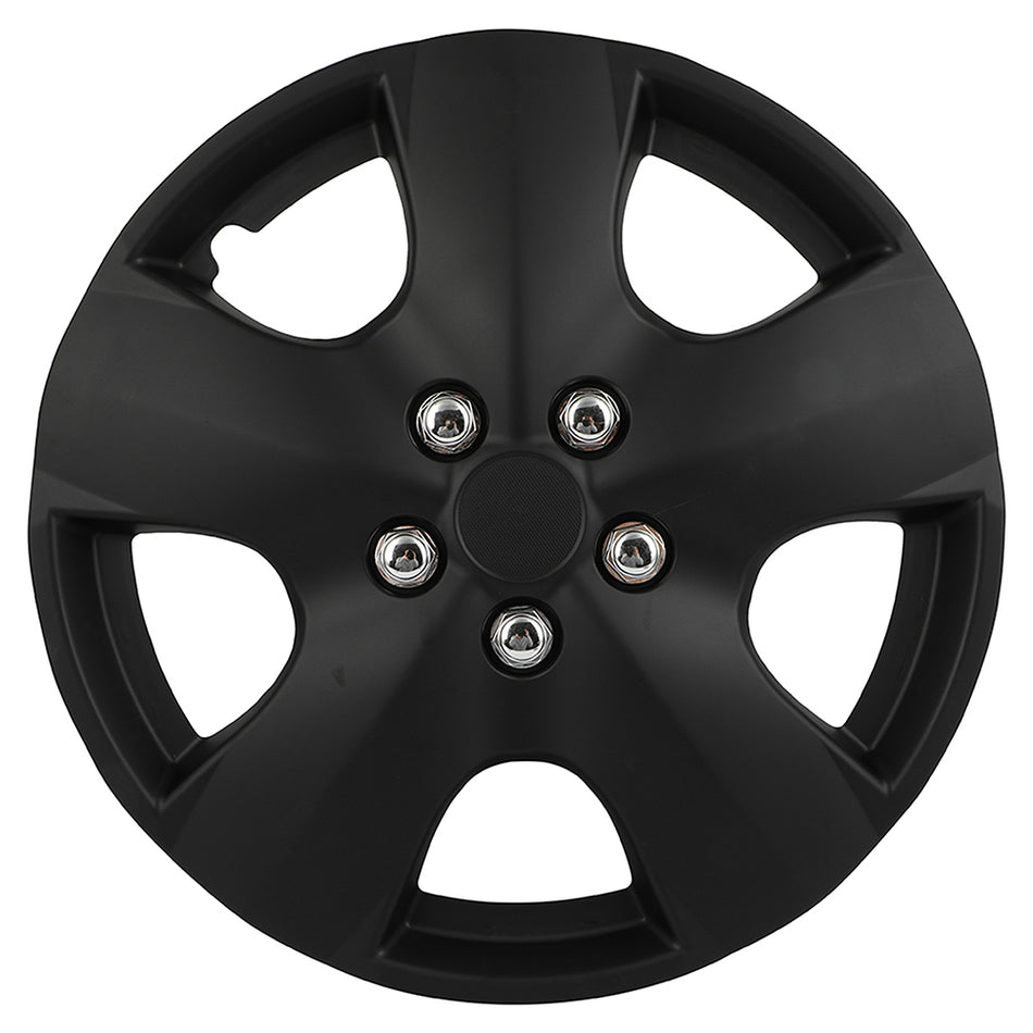 4 Set 15 Inch Wheel Hub Caps Black Snap On For R15 Tire & Rim Wheel Covers Kit