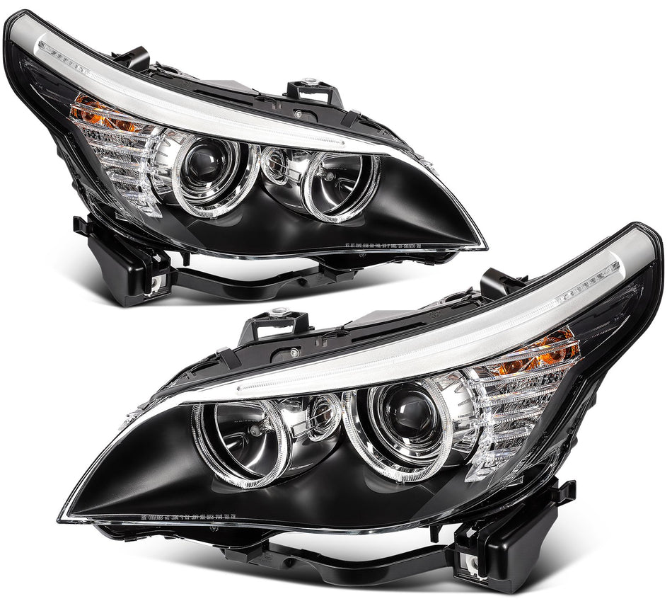 For BMW 528i xDriver Base 3.0L 2008-2010 Headlights Assembly Pair Black Housing