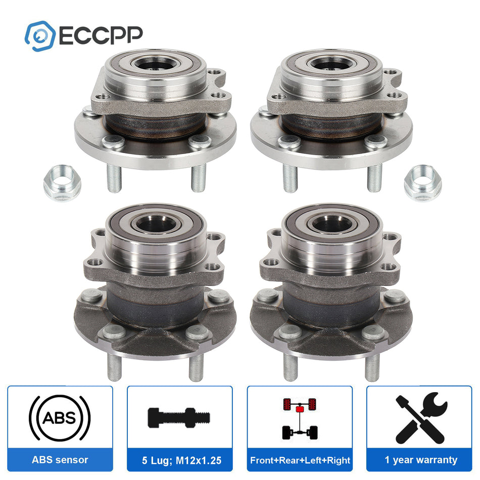 4 Pcs Front Rear Wheel Bearing Hub For Subaru Ascent 2019-2020 Forester 2019