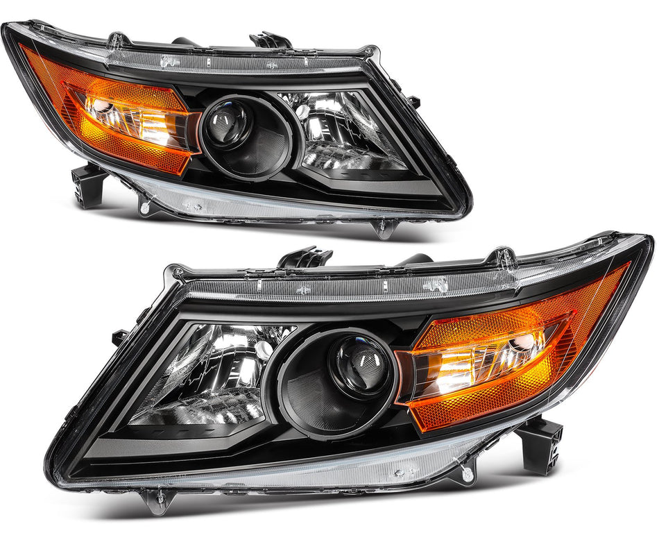 Fits 2011-2017 Honda Odyssey 3.5L Halogon Headlights Assembly Pair Black Housing