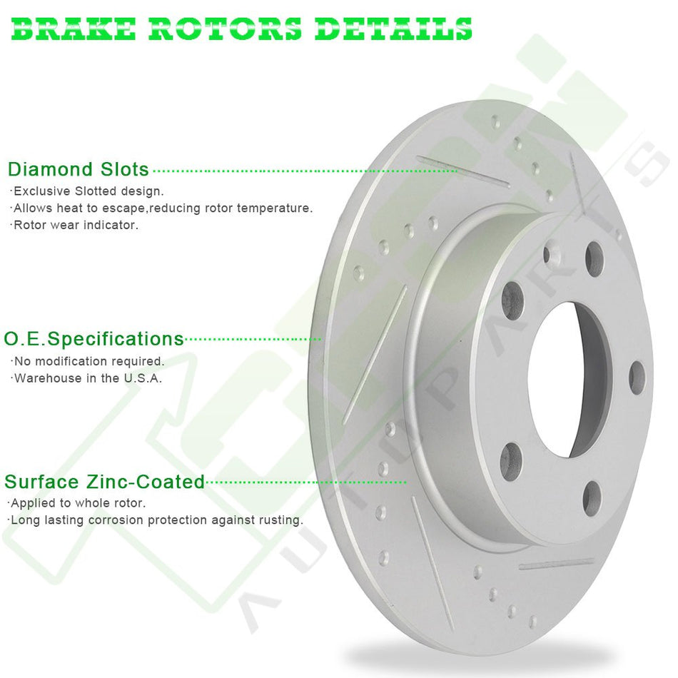Rear Slot Brake Rotors For 2011 2012 - 2016 Chevy Cruze 2013 - 2018 Chevy Sonic