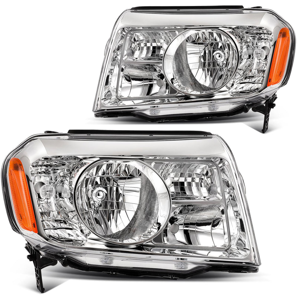Headlamp For 2009-2011 Honda Pilot EX 3.5L Chrome Headlights Assembly Pair