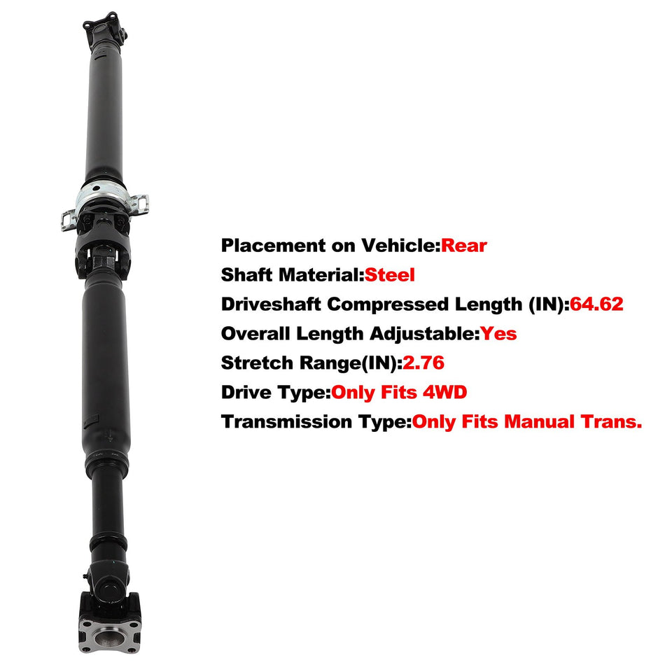 Drive Shaft Assembly for Toyota Tacoma 1995-2004 V6 3.4L Rear 65-5033 655033