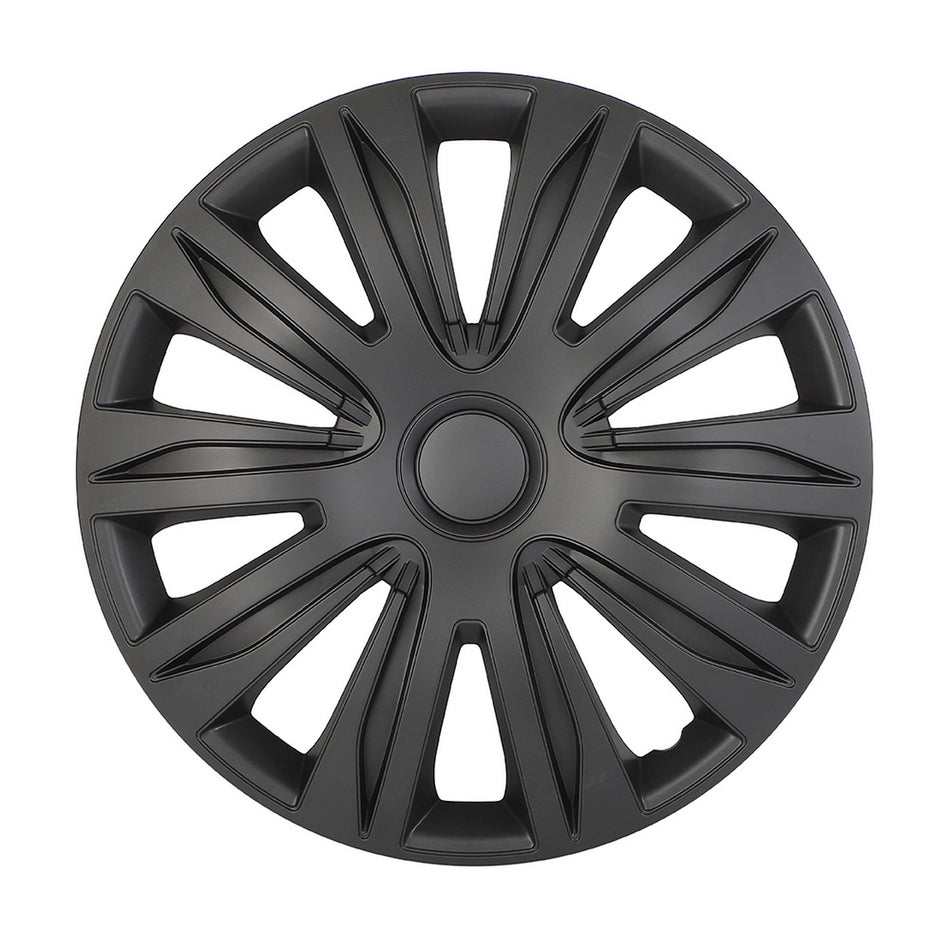 4X Black 17inch Hub Caps Full Rim R17 Wheel Covers with Snap-On Retention Rings