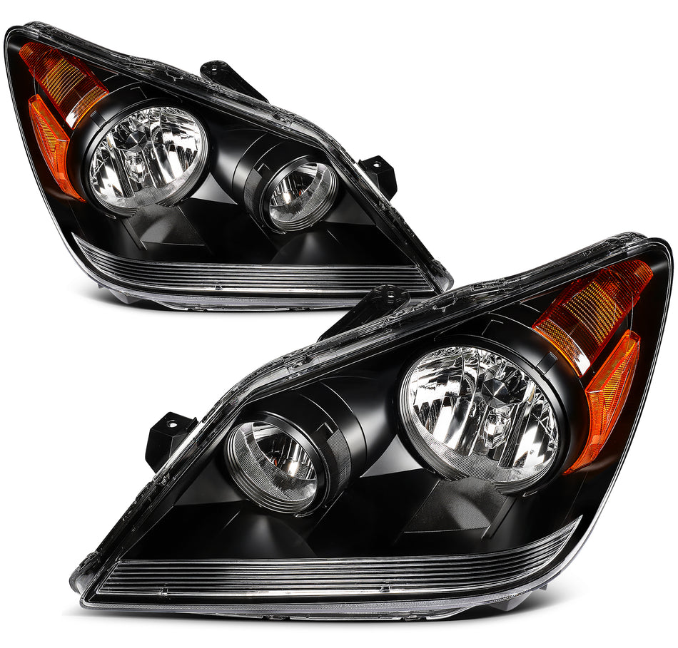 Fits 2005-2010 Honda Odyssey 3.5L Black Housing Headlights Assembly Pair