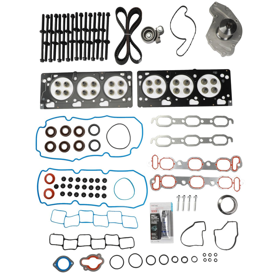 Head Gasket Set Timing Belt Kit Water Pump For 2005-2006 Chysler Dodge 3.5L SOHC