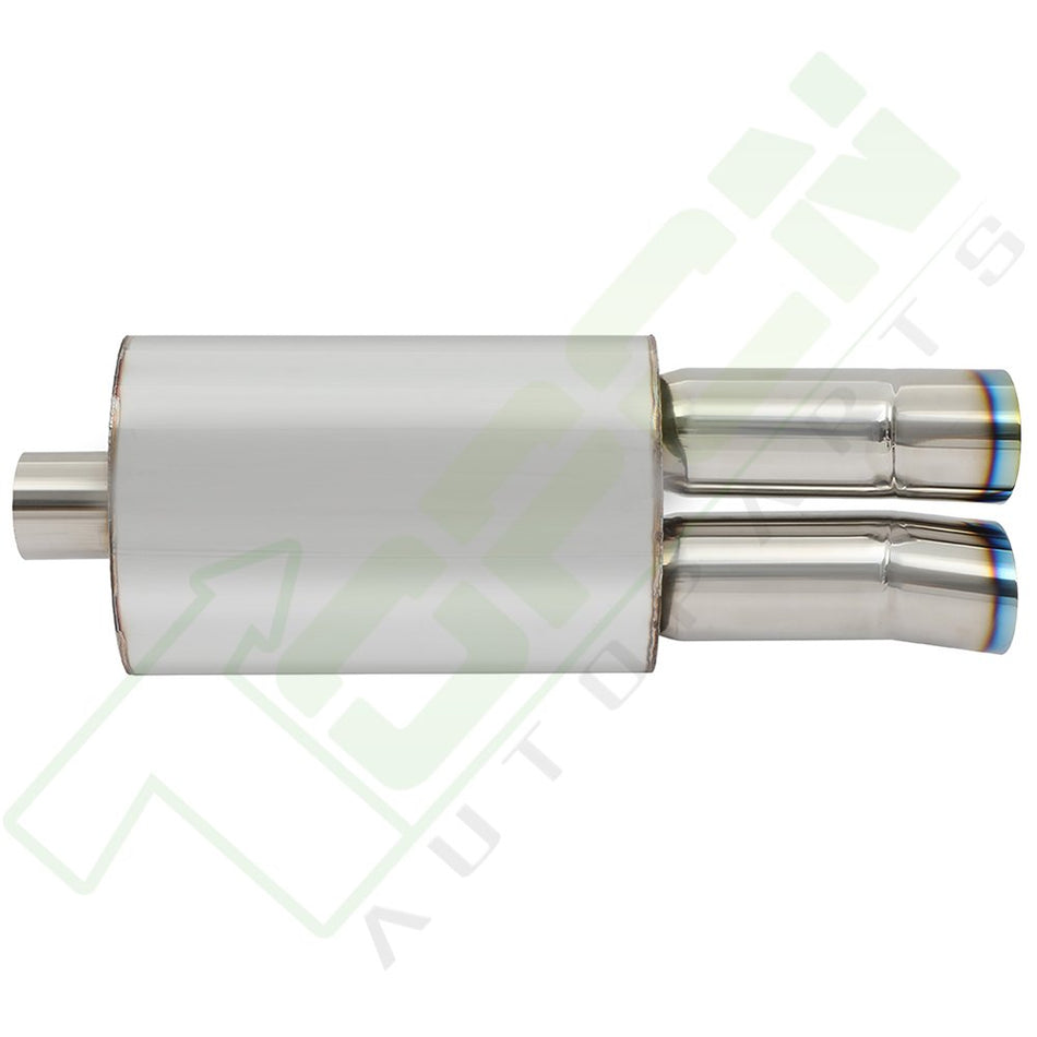 2.5inch Inlet - Dual Slant Tip-3inch Exhaust Muffler Upgrade Stainless Steel Long-22inch