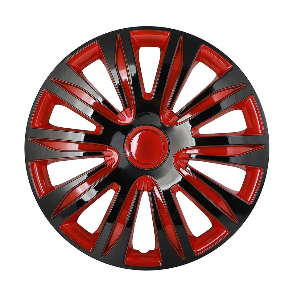 4 pcs R17 17inch Snap On Hub Caps Red & Black Wheel Covers With Retainer Ring