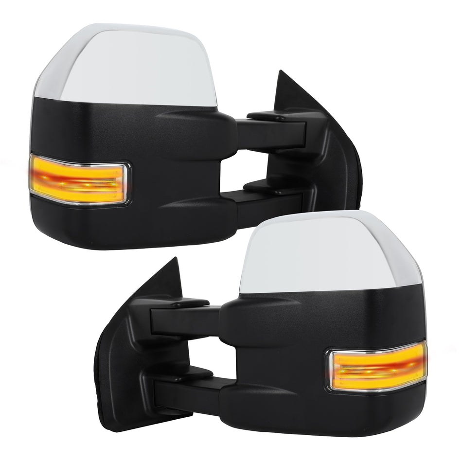 Tow Mirrors Power Heated Turn Signal Puddle Light Chrome For 2015-2020 Ford F150